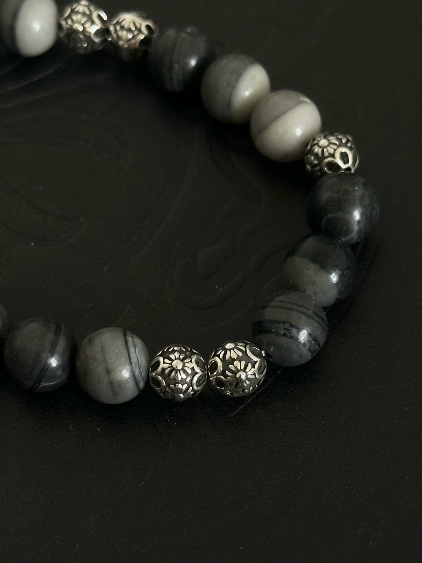 Chrome Hearts Beaded Bracelet with Silver Spacers